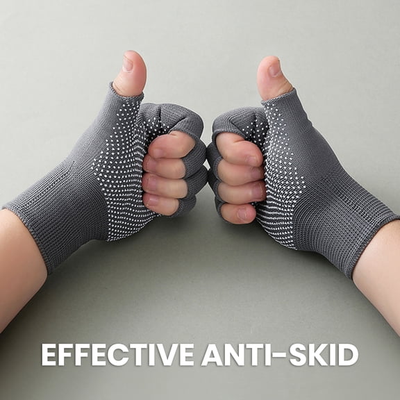 Opolski 2 Pairs Breathable Sweat Absorbing Half-finger Gloves High Elastic Wear-resistant Outdoor Bicycle Non-slip Compression Gloves Cycling Supplies Grey