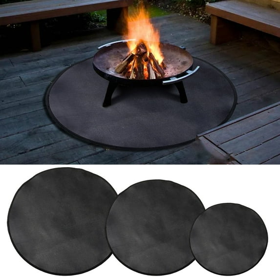 Opolski 24/32/36inch Fire Pit Mat Round Heat Resistant Portable Fireproof Floor Protective Mat for BBQ
