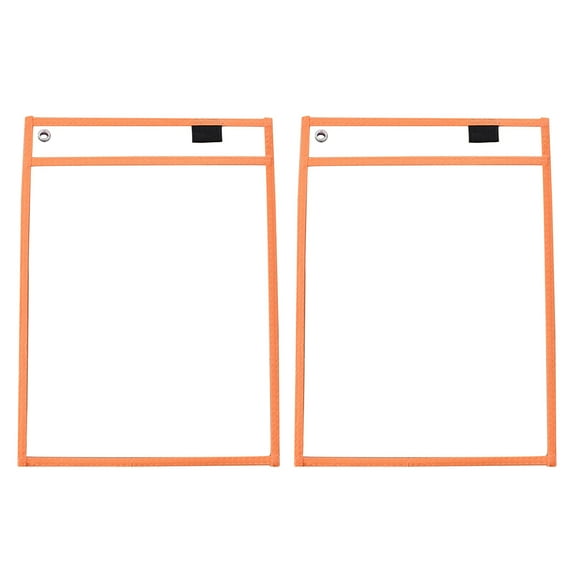 Opolski 2Pcs Erasable Hanging PVC File Bags Transparent Document Storage Pouch Pockets