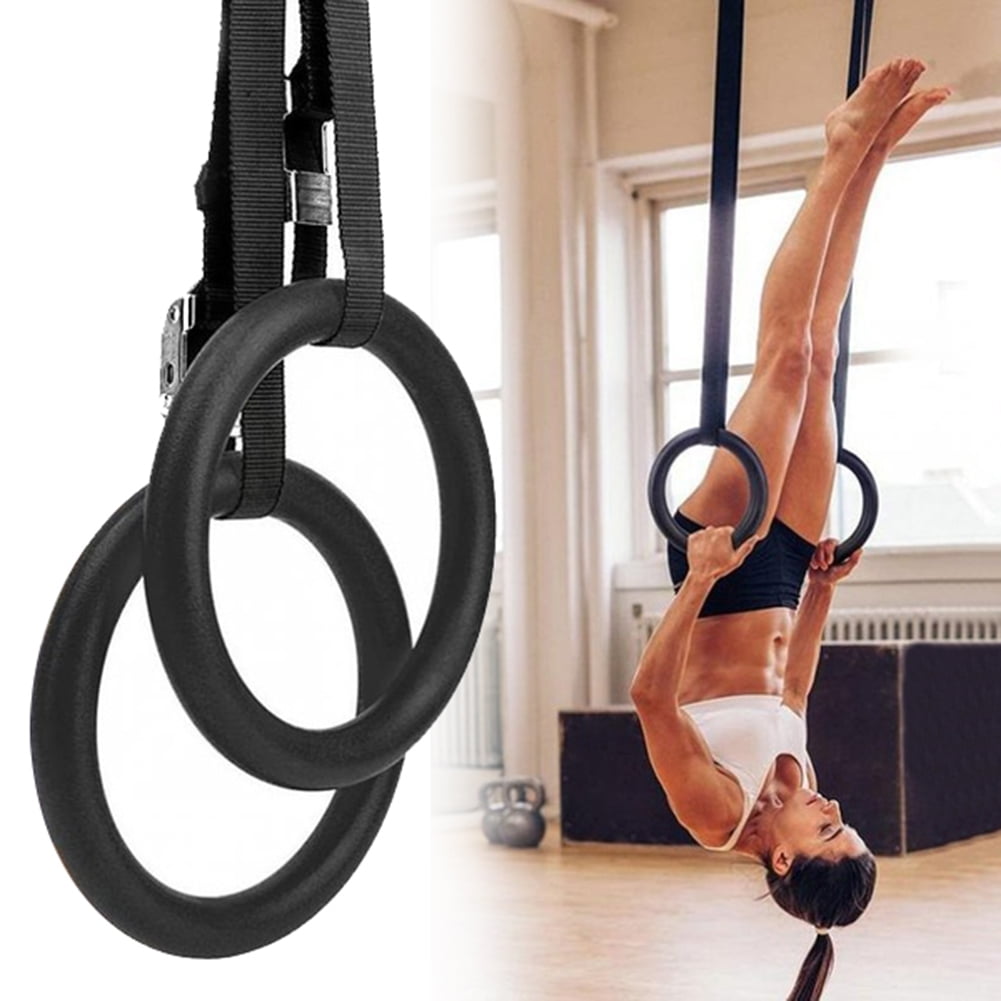 Opolski 2Pcs Home Gym Pull Up Exercise Fitness Gymnastic Rings Strength Training Tool