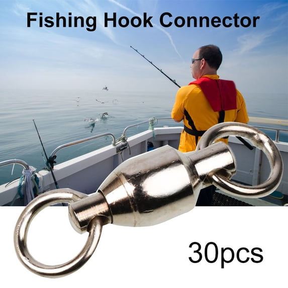 Opolski 30Pcs Stainless Steel Fishing Swivels Ball Bearing Rolling Rings Hook Connector
