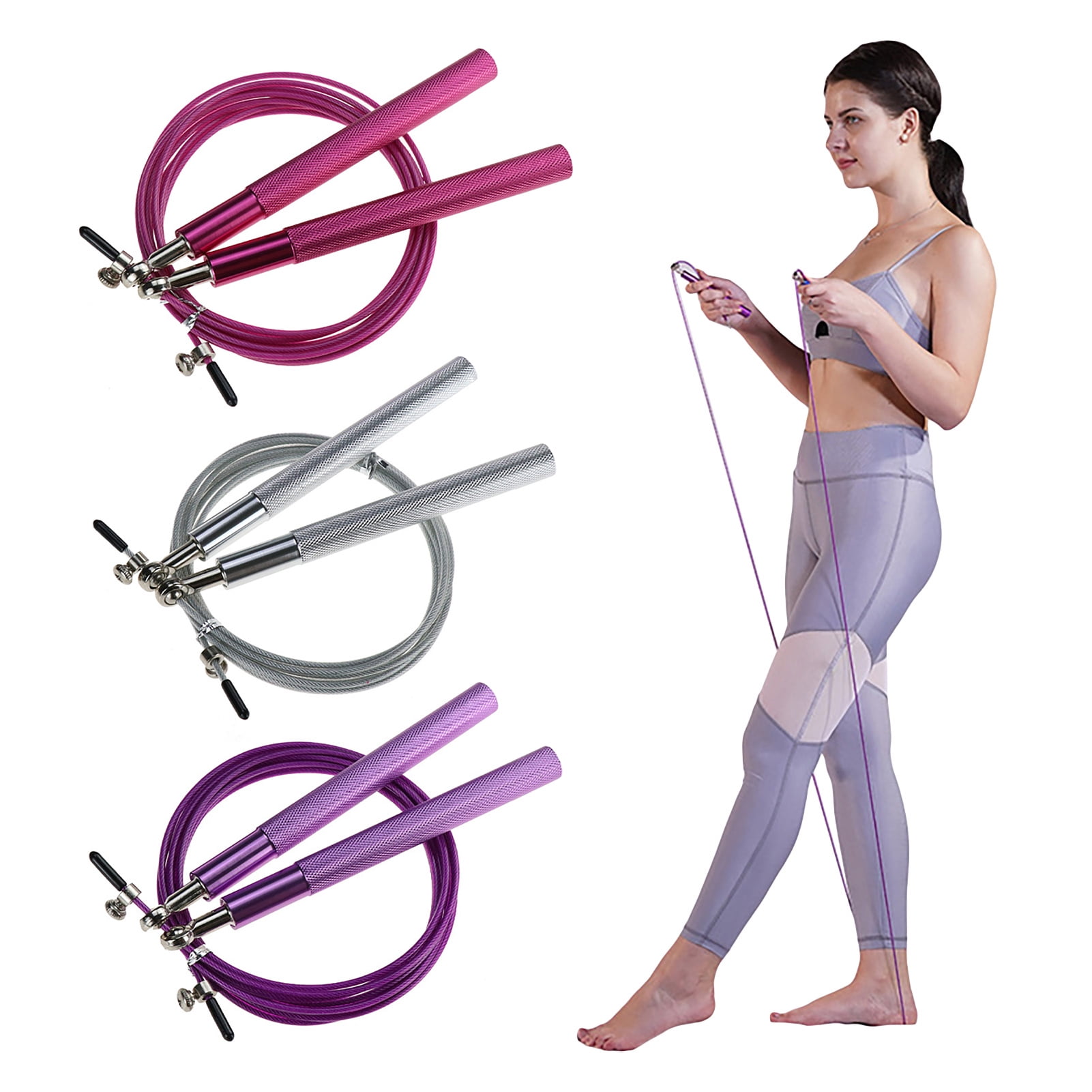 Opolski 360 Degree Rotating Tangle-Free Race Skipping Rope Adjustable ...