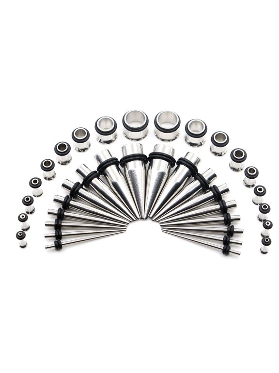 36Pcs Stainless Steel Pointed Cone Stretching Ear Tunnel Plugs Tapers Jewelry
