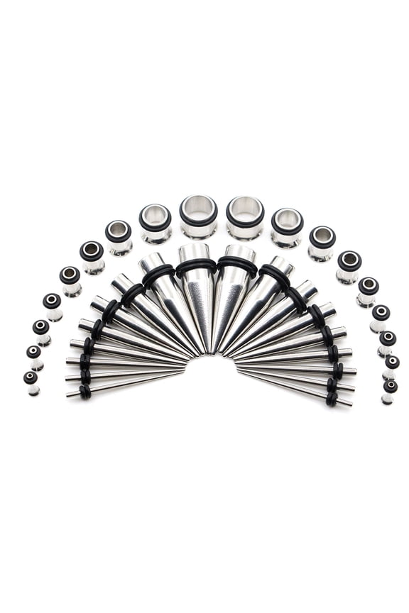36Pcs Stainless Steel Pointed Cone Stretching Ear Tunnel Plugs Tapers Jewelry