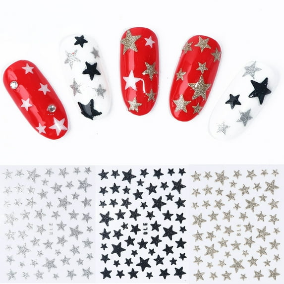 Opolski 3D Nail Slider Stars Stickers Glitter Shiny Fingernail Decoration for Women