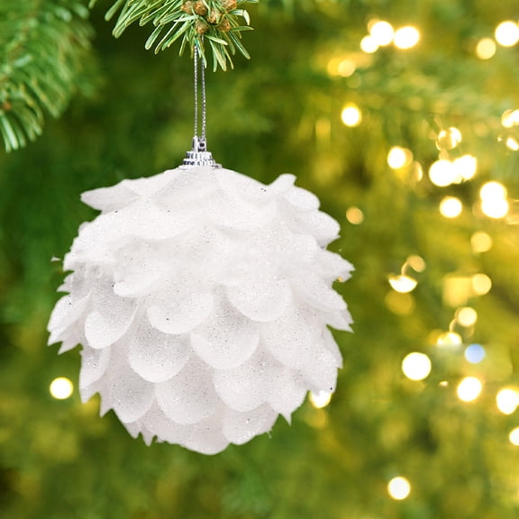 Opolski 3Pcs 8cm Hanging Ball Petal Decor Bubble Design with Hanging Hole Fine Workmanship Matte Surface Decoration Accessory Hanging Christmas Tree Decoration Baubles A