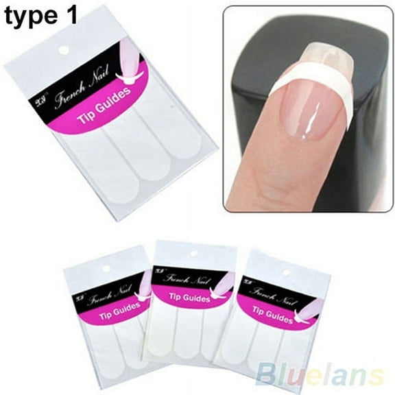 Opolski 48Pcs French Stencil Nail Art Form Fringe Guides Manicure DIY Stickers Tips Decor