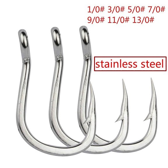 Opolski 5/10Pcs Stainless Steel Sharp Fish Hook Jig Big Fishing Bait Holder Tackle Tool