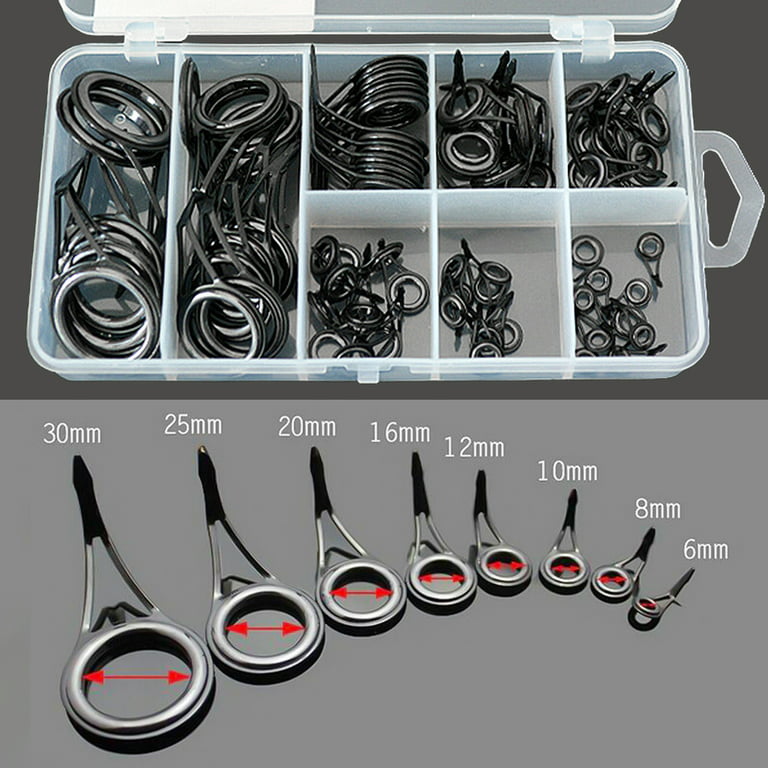 75 Pcs/ Set Fishing Rod Guide Tip Repair Kit Eye Rings Stainless