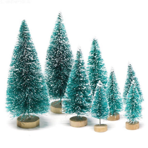 Opolski 8Pcs Mini Christmas Trees Snowy Pine Xmas Party Ornament Holiday Decoration
