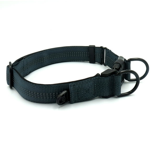 Opolski Adjustable Double D Ring Reflective Nylon Pet Collar Belt for Medium Large Dog
