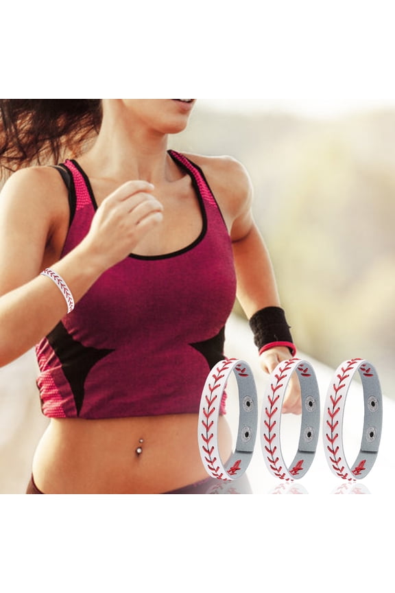 Baseball Bracelet Bright Color Ultralight Non-Fading Wear Resistant Adjustable Unisex Sports Wristband Bangle Gifts White