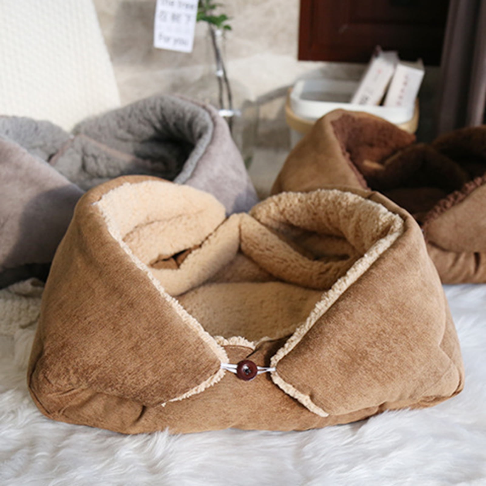 Opolski Cat Mat Winter Self Warming Soft Washable Pet Cat Calming Bed Folding Cushion for Indoor