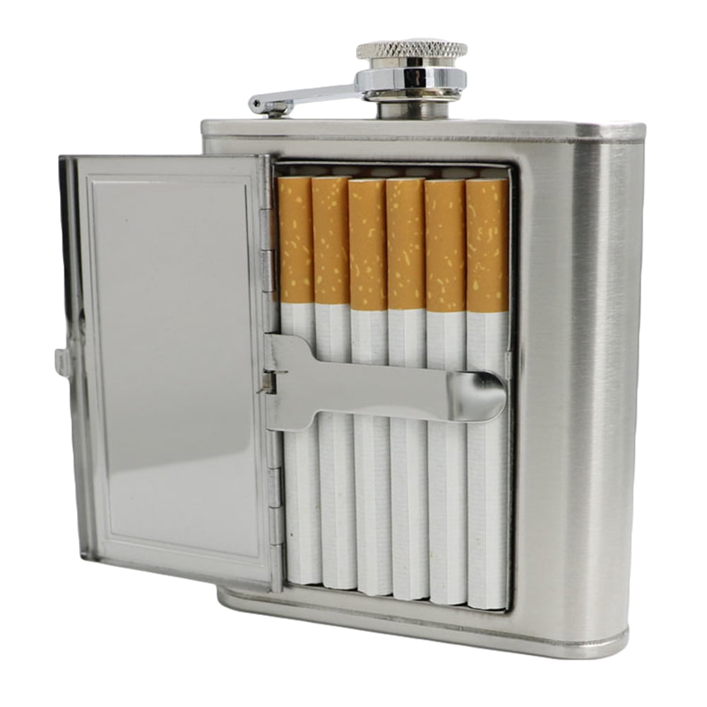 hip flask with cigarette case Opolski Cigarette Case 5/6oz Stainless Steel Hip Flask Wine Liquor Alcohol  Drinkware