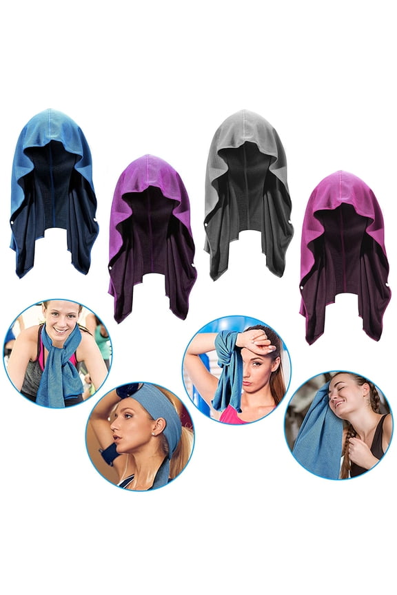 Cooling Hoodie Towel Sweat Absorption Extra Soft Sun Quick Drying Sweat Towel Neck Wrap Sports Supplies Sky Blue