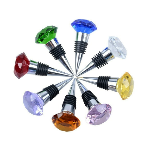 Opolski Crystal Metal Silicone Leakproof Reusable Wine Stopper Bottle Sealer Cork Plug