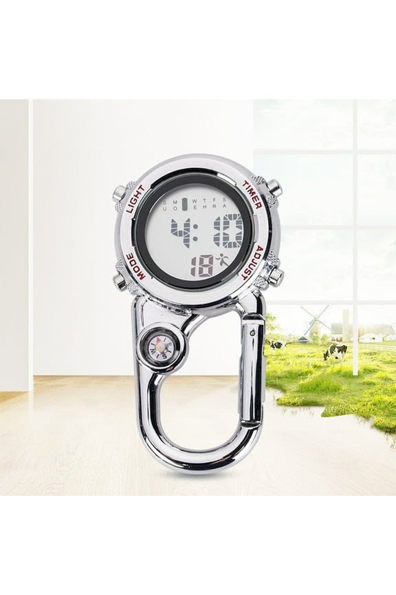 Digital Carabiner Watch Anti-oxidation Shock Resistance Anti-scratch Backpack Belt Pocket Clip on Watch for Outdoor