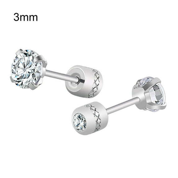 Opolski Earrings Fashionable Unisex Rhinestone Round Cubic Zirconia Titanium Steel Studs for Gift