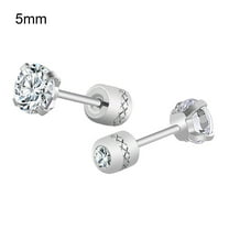 Opolski Earrings Fashionable Unisex Rhinestone Round Cubic Zirconia Titanium Steel Studs for Gift