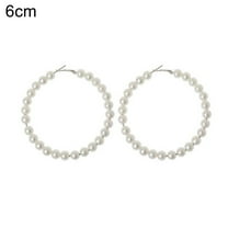 Opolski Elegant Lady Faux Pearl Big Circle Dangle Hoop Earrings Statement Jewelry Gift