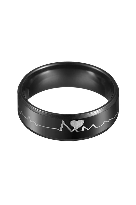 Fashion Men ECG Heartbeat Band Finger Ring Party Club Jewelry Birthday Gift