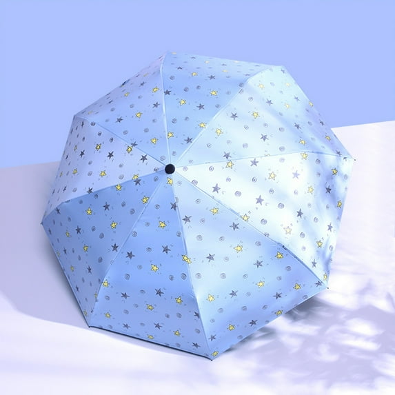 Opolski Fashion Stars Print Folding Waterproof Windproof Anti UV Mini Umbrella Parasol,White