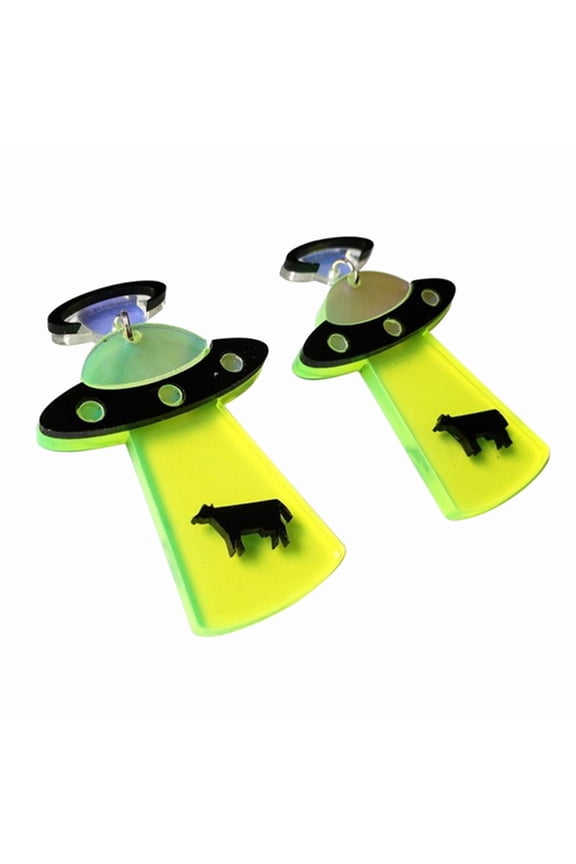 Fashion Women Acrylic UFO Spacecraft Alien Earrings Party Jewelry Accessory Gift