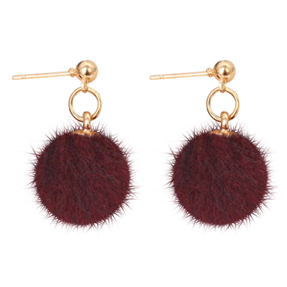 Opolski Fashion Women Winter Jewelry Pom Pom Ball Drop Pendant