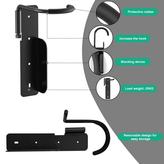 Opolski Garage Wall Mount Bike Rack Vertical Bike Display Hanging Hook Garage Wall Hanger for Helmet Universal Bicycle Parking Rack Black