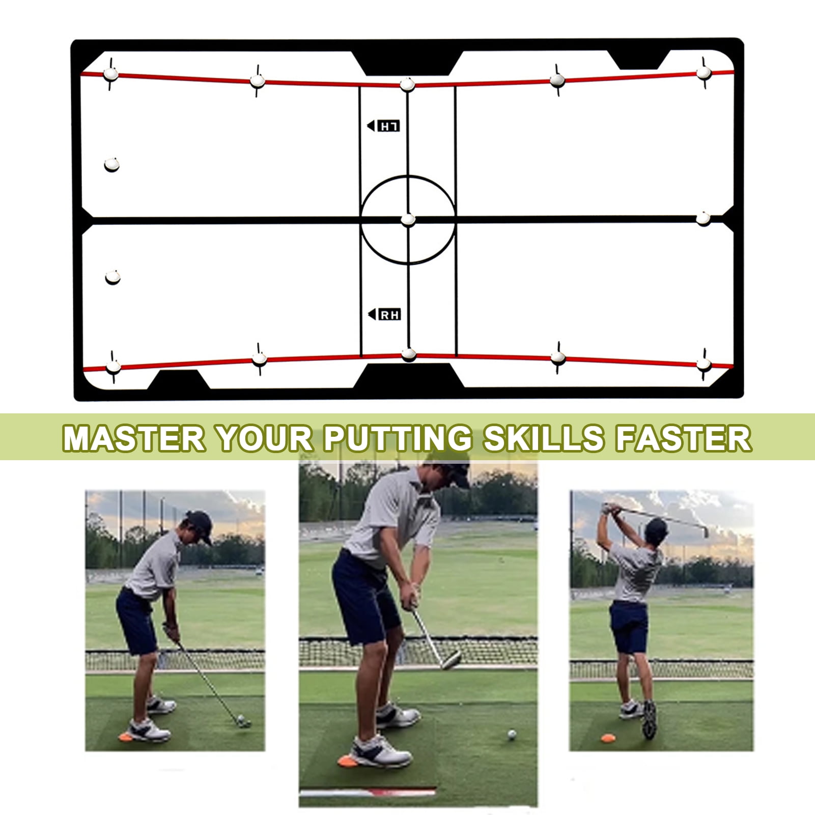 Opolski Golf Putting Practice Mirror Portable Adjustable Swing Trainer