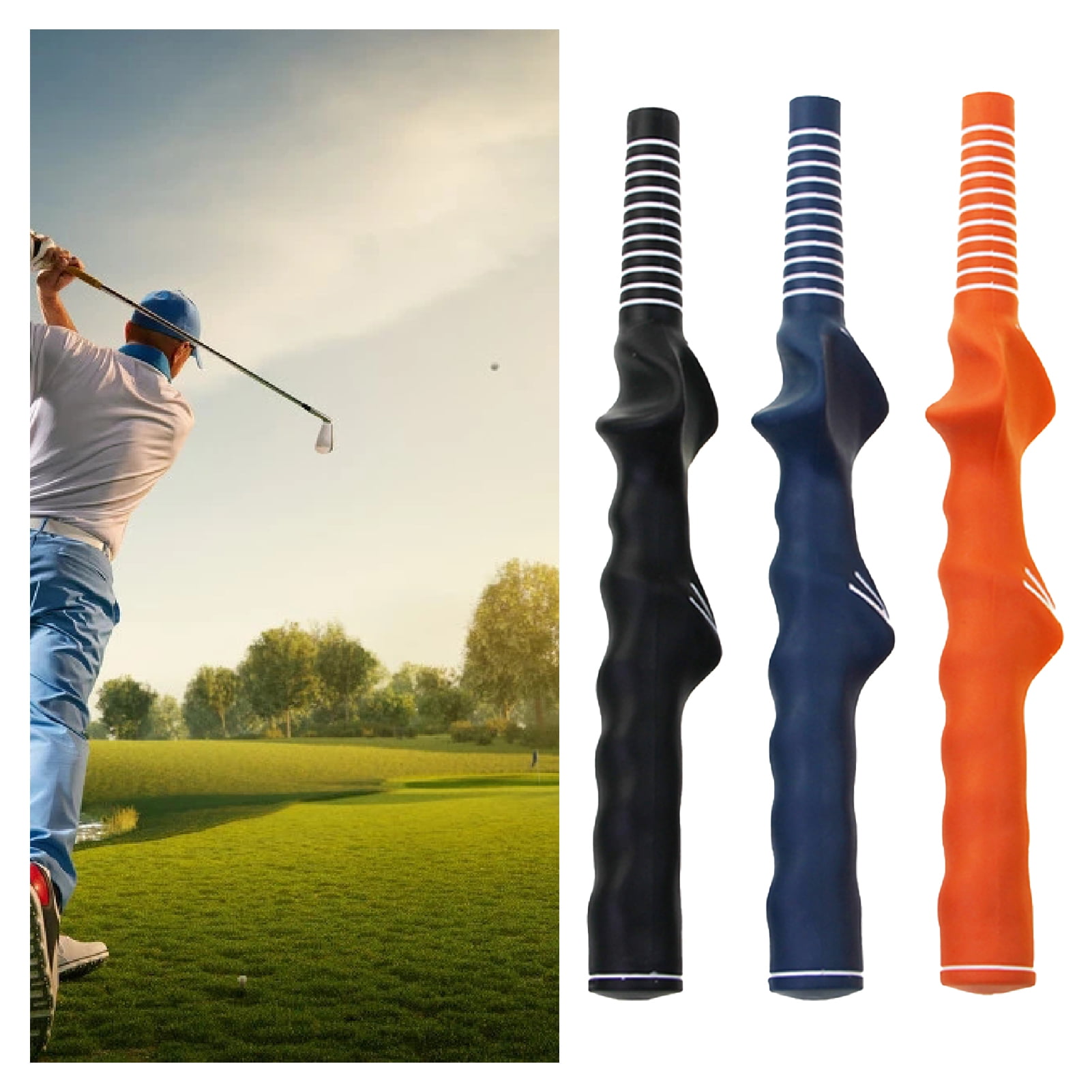 Opolski Golf Training Handle Beginner-friendly Anti-slip Professional Replacement Golf Club Grip Right Hand Training Handle for Practice Black