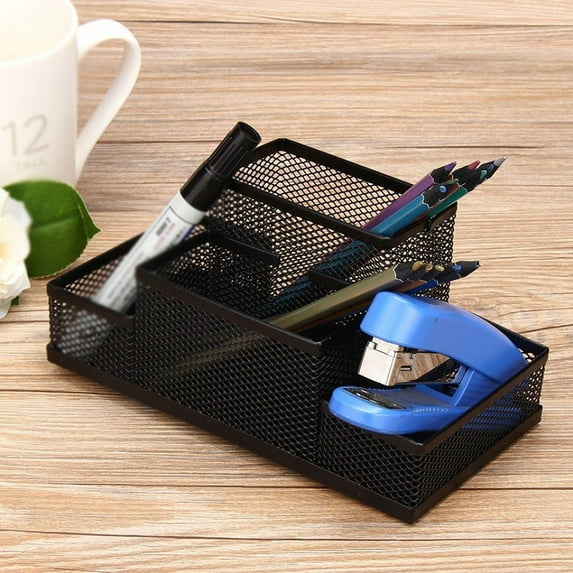 Opolski Iron Mesh Home Office Pen Pencils Holder Desk Stationery Storage Organizer Box
