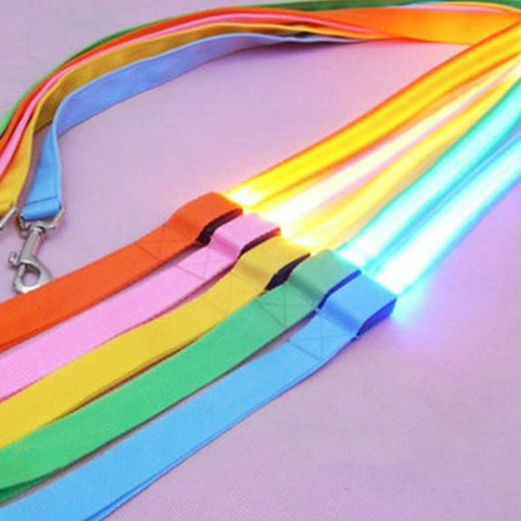 Opolski LED Dog Leash Glow in The Dark Pet Dog Glow LED Flashing Light Nylon Safety Anti-lost Leash Lead Rope Belt for Pet Products Dog Accessories