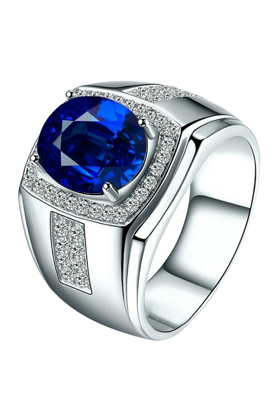 Luxury Men Cubic Zirconia Rhinestones Inlaid Finger Ring Jewelry Gift