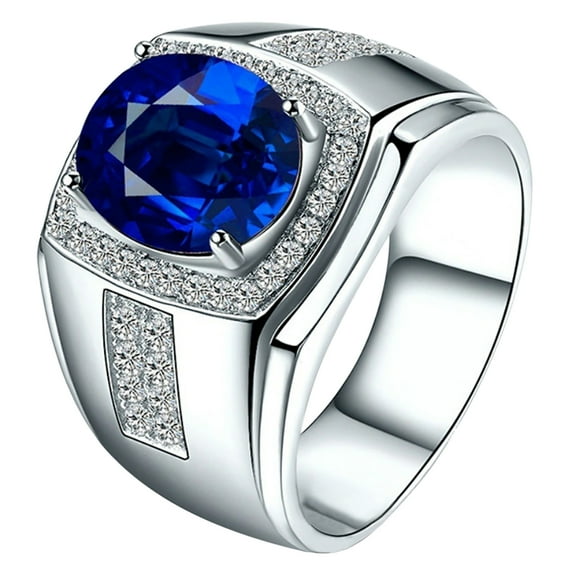 Opolski Luxury Men Cubic Zirconia Rhinestones Inlaid Finger Ring Jewelry Gift