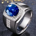 thumbnail image 1 of Opolski Luxury Men Cubic Zirconia Rhinestones Inlaid Finger Ring Jewelry Gift, 1 of 7