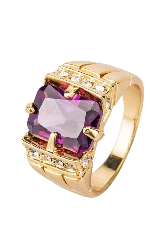 Luxury Men Square Cubic Zirconia Rhinestone Finger Ring Wedding Jewelry Gift