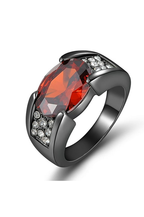 Man Fashion Cool Big Red Rhinestone Inlaid Finger Ring Jewelry Gift Size 8-12