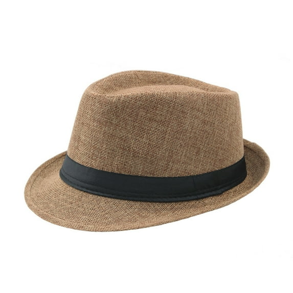 Opolski Men Beach Sunhat Solid Color Wide Brim Fedora Felt Hat Panama Cap Boater Summer Beach Sunhat for Travel Outdoor Activities