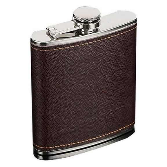 Opolski Men Faux Leather Wrapped Stainless Steel Vodka Whiskey Alcohol Hip Flask 5-9oz