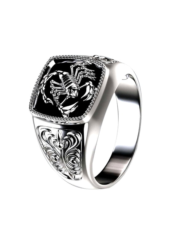 Men Scorpion Engraved Alloy Wide Finger Ring Birthday Club Party Jewelry Gift