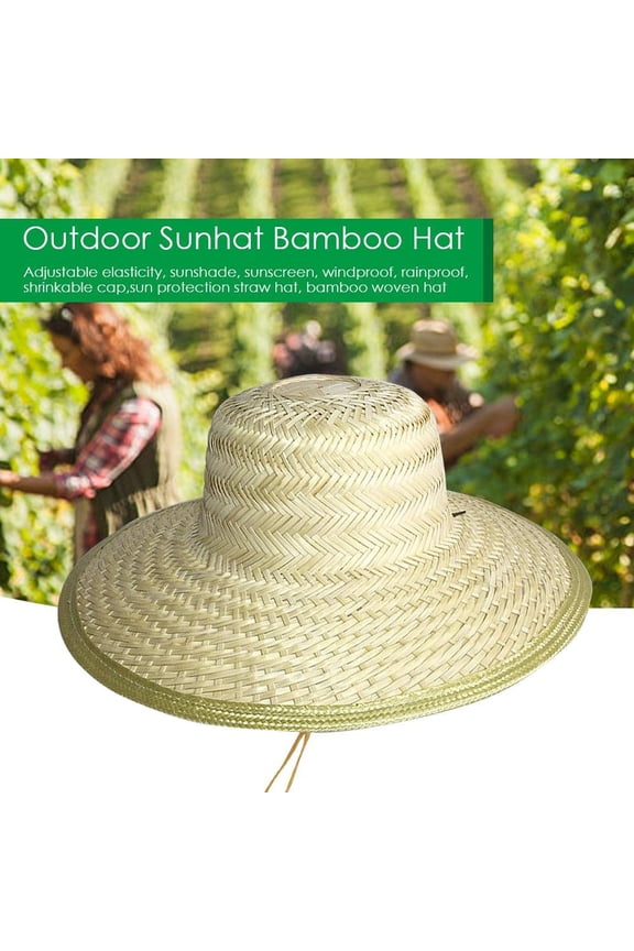 Men Women Bamboo Weave Summer Outdoor Sun Wide Brim Straw Hat Cap