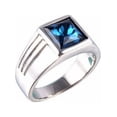 thumbnail image 1 of Opolski Men's Gorgeous Blue Square Rhinestone Wide Wedding Band Finger Ring Size 7-11, 1 of 7