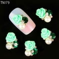 thumbnail image 1 of Opolski Pack Of 10 3D Rose Flower Nail Art Stickers Tips Studs Rhinestone Nail Decor Jewelry, 1 of 4