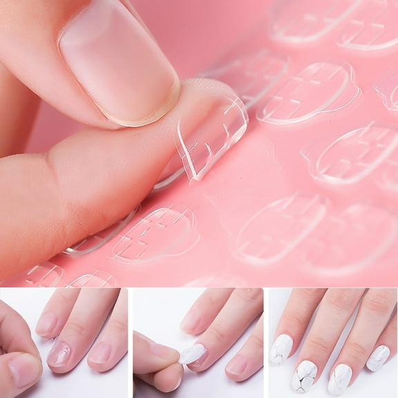Opolski Pack Of 120 Clear Double Sided Fake Art Nails Adhesive Tapes Sticker Faux Fingernails