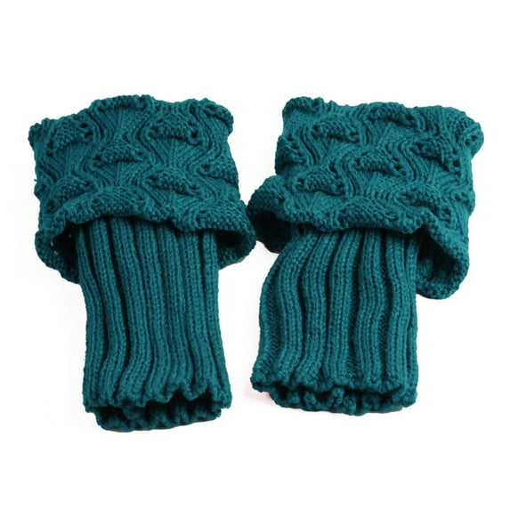 Opolski Pack Of 2 Winter Women Cuffed Crochet Boot Cuffs Socks Knit Toppers Elastic Leg Warmers
