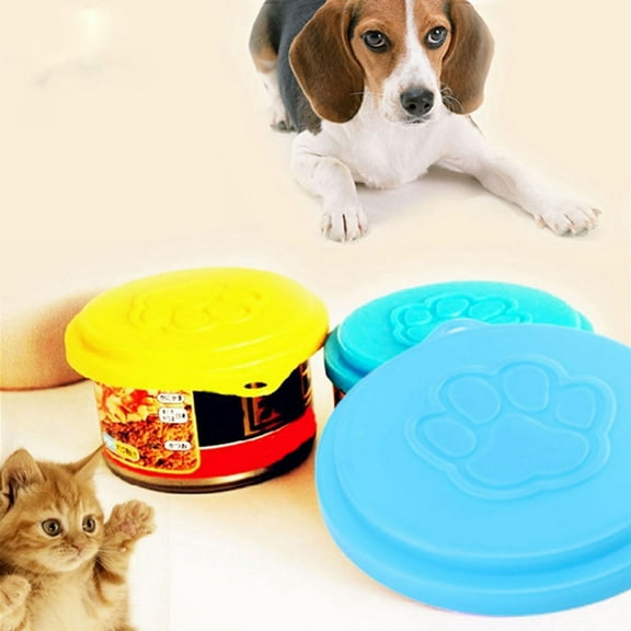 Opolski Pack Of 3/Set Reusable Pet Dog Puppy Food Can Tin Case Cover Cute Paw Pattern