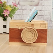 Opolski Pencil Holder Camera-shaped Concise Wood Especial Pen Container for Office
