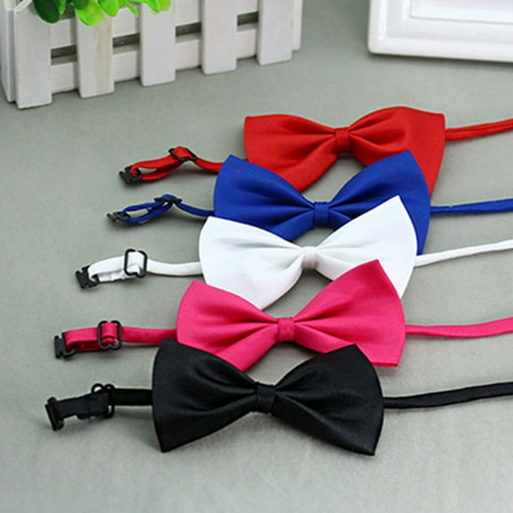 Opolski Pet Bow Tie Lovely Decorative Nylon Solid Color Adjustable Dog Cat Bowknot Necktie for Shopping