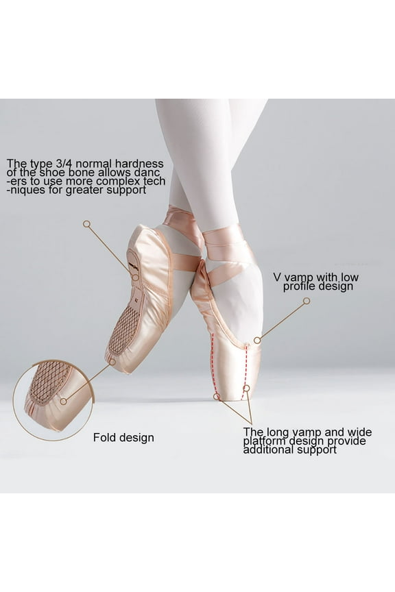Professional Women Ballet Practice Pointe Flat Sole Dance Shoes with Ribbons 40